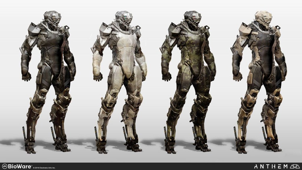 exo suit concept art - Lancer Exosuit Art from Anthem #art #artwork #gaming #videogames