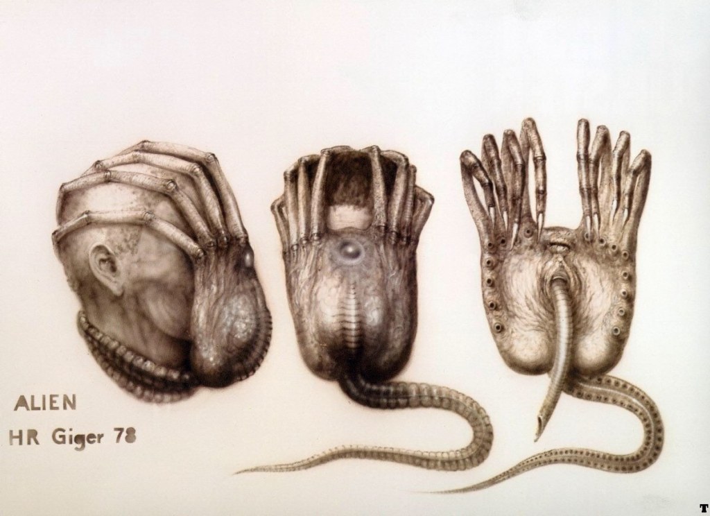 facehugger concept art - perfectly flawed. — Facehugger concept art by H.R. Giger