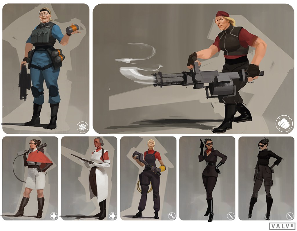 team fortress 2 concept art - Team Fortress : Alternate Characters — Drew Wolf ART